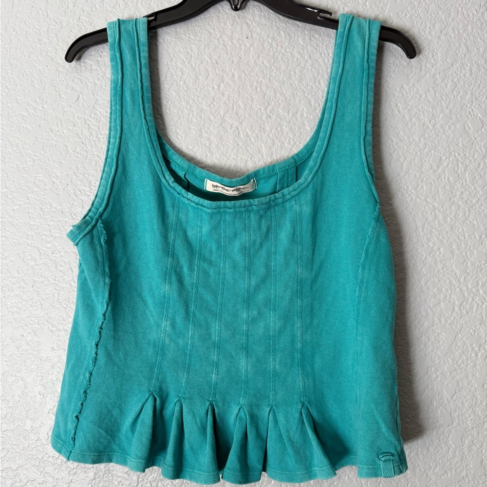 Free People Women's Cropped Top Turquoise Size L - Picture 3 of 10